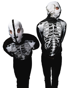 Joseph and Dun sporting their iconic skeleton hoodies
